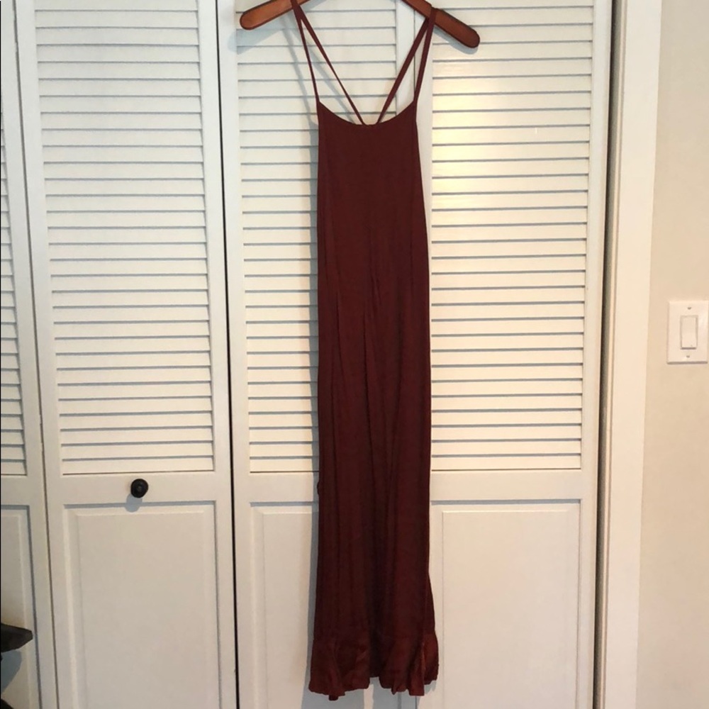Lacausa Burgundy Silky Slip Maxi Dress